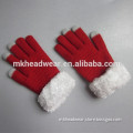 girls pretty red acrylic knitted christmas touch screen gloves